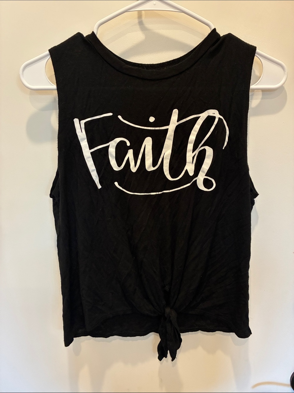 Women's Black 'Faith' Tie-Front Muscle Tank